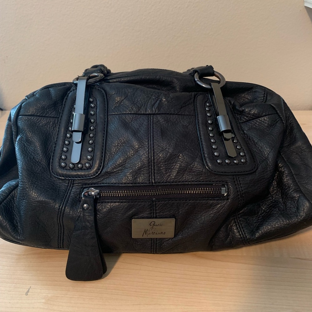 Guess by Marciano Black Leather Satchel Bag
